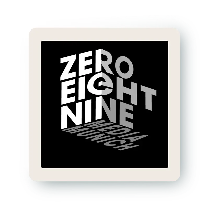 Beispiel eines alternativen Logos von Zero Eight Nine Media in Form eines Würfels